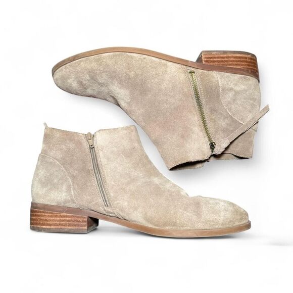 Sole Society Women’s 11 Gray Suede Ankle Boots Side Zip Low Heel Leather Upper - Picture 7 of 7